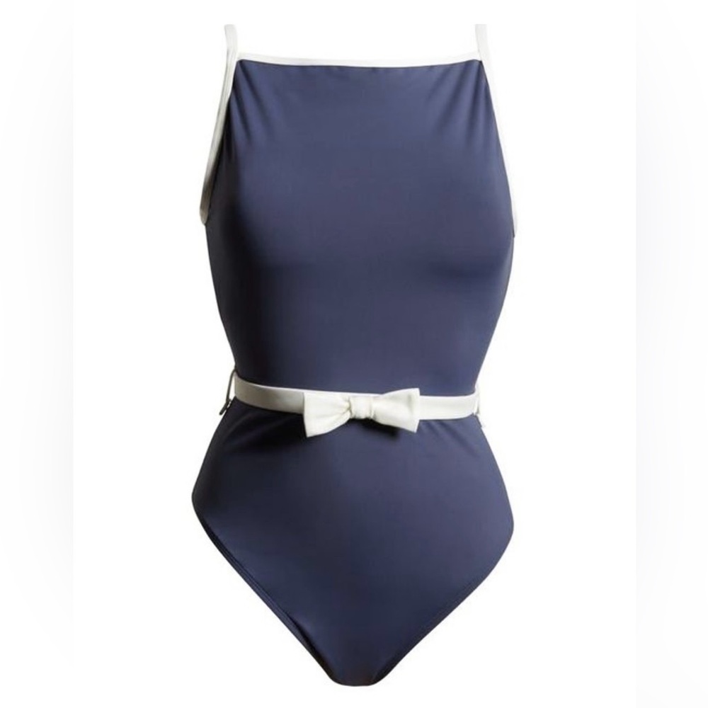 Hutch Women's Blue Bow Belt One-Piece Swimsuit